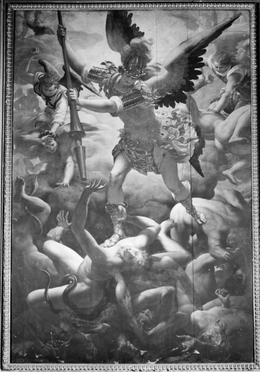 San Michele Arcangelo scaccia gli angeli ribelli dal paradiso - Pescia